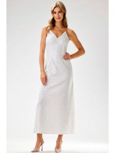 Awama Sukienka w kolorze białym rozmiar: M. Białe sukienki Awama, na co dzień, m, bez wzorów, bez kołnierzyka, bez ramiączek, maxi, proste. Za 154,99 zł.