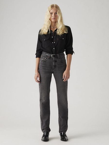 Levi's Dżinsy "501" - Regular fit - w kolorze antracytowym rozmiar: W25/L32. Czarne jeansy Levi's®, z aplikacjami, z podwyższonym stanem. Za 165,55 zł.