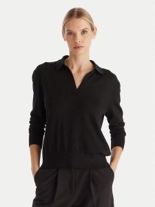 Calvin Klein Sweter LV044A305G Czarny Regular Fit. Czarne swetry klasyczne Calvin Klein, l, z syntetyku, bez kołnierzyka. Za 469,99 zł.