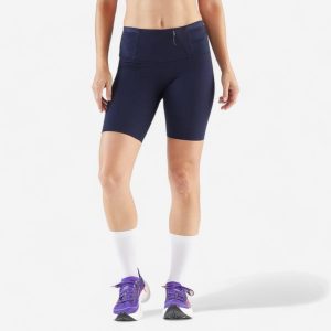 Legginsy do biegania krótkie damskie Kiprun Run 900 Light. Niebieskie legginsy KIPRUN, bez wzorów, z elastanu, długie. Za 99,99 zł.