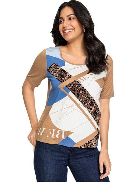 WITT WEIDEN Koszulka w kolorze jasnobrązowo-białym rozmiar: 44. Białe bluzki WITT WEIDEN, bez wzorów, bez kołnierzyka, bez ramiączek. Za 56,79 zł.