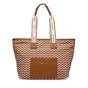 Torebka Valentino. Brązowe shopper bag Valentino, bez wzorów, bez dodatków. Za 549,99 zł.