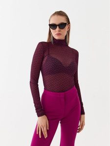 PINKO Bluzka Lamu 101813 A13G Różowy Slim Fit. Czerwone bluzki Pinko, m, bez wzorów, z syntetyku, bez kołnierzyka, bez ramiączek. Za 249,99 zł.