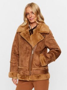 Maryley Kożuch 23IB808/7ZCU Brązowy Regular Fit. Brązowe płaszcze Maryley, s, bez wzorów, z syntetyku, bez kaptura. Za 709,99 zł.