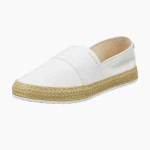 Espadryle damskie GANT Raffiaville. Białe espadryle GANT, bez wzorów, z materiału, bez obcasa. Za 299,99 zł.