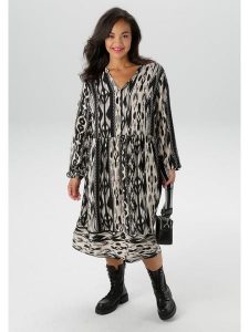 Aniston Sukienka w kolorze czarno-kremowym rozmiar: 50. Czarne sukienki Aniston, bez wzorów, z wiskozy, bez kołnierzyka, bez ramiączek, maxi. Za 117,73 zł.