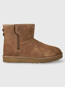 UGG Skórzane botki "Clasic Mini Bailey" w kolorze jasnobrązowym rozmiar: 36. Brązowe botki Ugg, bez wzorów, z wełny, bez obcasa, bez zapięcia. Za 549,06 zł.