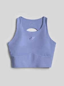 4F Crop top do jogi szybkoschnący damski - niebieski XS. Niebieskie topy 4f, l, bez wzorów, z gumy, biznesowe, bez kołnierzyka, bez ramiączek. Za 119,99 zł.