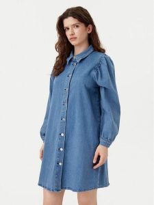 ONLY Sukienka jeansowa Alma 15345570 Niebieski Regular Fit. Niebieskie kombinezony ONLY, xs, bez wzorów, z bawełny, bez kołnierzyka, bez ramiączek. Za 159,99 zł.
