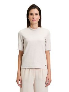 BETTY & CO Bluzka w kolorze kremowym rozmiar: XL. Brązowe bluzki Betty & Co, xl, bez wzorów, prążkowane, bez kołnierzyka, bez ramiączek. Za 104,89 zł.