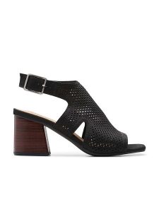 Clarks Skórzane sandały "Siara" w kolorze czarnym na obcasie rozmiar: 36. Czarne sandały Clarks, bez wzorów, z otwartym noskiem, bez obcasa, na koturnie, bez zapięcia. Za 188,85 zł.