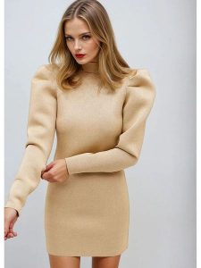 Monki Sukienka w kolorze beżowym rozmiar: XXS. Brązowe sukienki Monki, xxs, bez wzorów, bez kołnierzyka, bez ramiączek, mini. Za 60,99 zł.