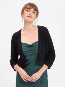 Marie Lund Dzianinowe wdzianko Kobiety Sztuczne włókno czarny, 40. Czarne marynarki i żakiety Marie Lund, bez wzorów, z dzianiny, wizytowe. Za 299,95 zł.