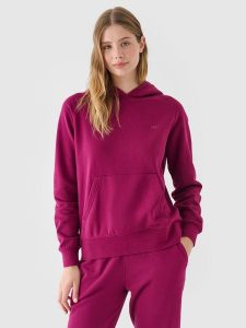 4F Bluza dresowa nierozpinana z kapturem damska - fioletowa M. Fioletowe bluzy 4f, m, bez wzorów, z bawełny, z kapturem. W wyprzedaży za 99,99 zł.