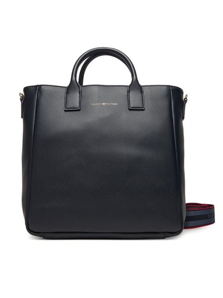 Tommy Hilfiger Torebka AW0AW17971 Granatowy. Niebieskie shopper bag TOMMY HILFIGER, bez wzorów, ze skóry, bez dodatków. Za 449,99 zł.