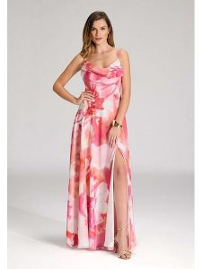 SWING Sukienka w kolorze różowo-jasnoróżowym rozmiar: 32. Różowe sukienki Swing, bez wzorów, bez kołnierzyka, bez ramiączek, maxi. Za 347,99 zł.