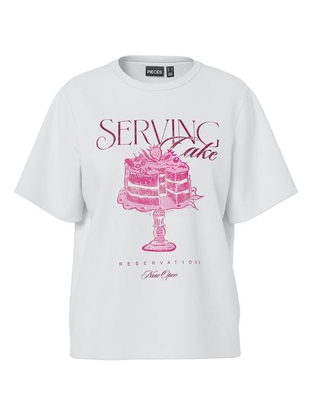 Pieces Koszulka w kolorze białym rozmiar: L. Białe bluzki Pieces, l, bez wzorów, z bawełny, bez kołnierzyka, bez ramiączek. Za 61,17 zł.