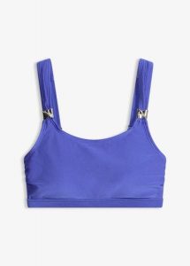 Biustonosz bikini bustier z połyskującego materiału. Niebieskie bikini bonprix, bez wzorów. Za 27,99 zł.