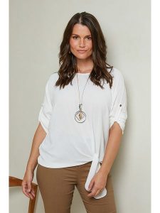 Curvy Lady Bluzka w kolorze białym rozmiar: 44/46. Białe bluzki Curvy Lady, bez wzorów, klasyczne, bez kołnierzyka, bez ramiączek. Za 83,03 zł.