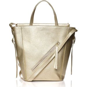 Złota Nowoczesna Damska Torebka Shopper z Suwakiem na Przodzie. Shopper bag marki Molly.pl. Za 135,90 zł.