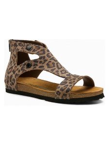 Comfortfusse Skórzane sandały "Vera" w kolorze jasnobrązowo-czarnym rozmiar: 41. Brązowe sandały Comfortfüße, bez wzorów, z nubiku, z otwartym noskiem, bez obcasa, bez zapięcia. Za 252,99 zł.