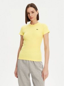 Lacoste T-Shirt TF5538 Żółty Slim Fit. Żółte t-shirty Lacoste, bez wzorów, z bawełny, bez kołnierzyka, bez ramiączek. Za 289,99 zł.
