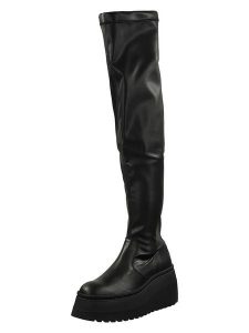 Steve Madden Skórzane kozaki w kolorze czarnym rozmiar: 40. Czarne kozaki Steve Madden, na zimę, bez wzorów, bez obcasa, na platformie, bez zapięcia. Za 304,99 zł.