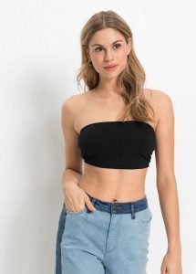 Top opaska (2 szt.). Czarne topy bonprix, bez wzorów, bez kołnierzyka, bez ramiączek. Za 52,99 zł.