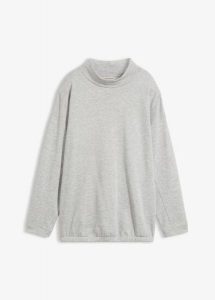 Bluza z rękawami nietoperzowymi, z mieszanki bawełny organicznej. Szare bluzy bonprix, bez wzorów, z bawełny, bez kaptura. Za 129,99 zł.