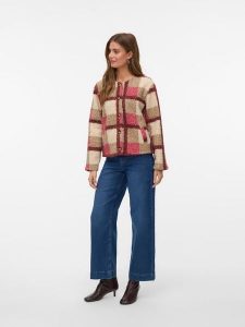 Vero Moda Kurtka pluszowa w kolorze beżowo-jasnoróżowym rozmiar: S. Brązowe kurtki Vero Moda, s, bez wzorów, z materiału, bez kaptura. Za 165,99 zł.