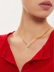 Guess Naszyjnik JUBN04 593JW Złoty. Żółte naszyjniki Guess, metalowe. Za 219,99 zł.