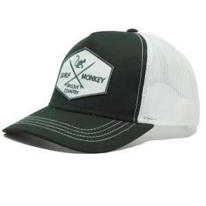 Czapka Trucker - 5 Paneli / Dorosły / Jeden Rozmiar (Zielony/Biały). Białe czapki SURF MONKEY, z aplikacjami, z bawełny. Za 135,96 zł.