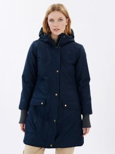 Finside Parka zimowa "Oikku" w kolorze granatowym rozmiar: 38. Niebieskie płaszcze Finside, na zimę, s, bez wzorów, bez kaptura. Za 527,10 zł.