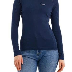 Vega - damska koszulka 100% merino wełna 195 g/m² z zamkiem YKK. Niebieskie koszule nocne WOOLONA, bez wzorów, z wełny, bez ramiączek. W wyprzedaży za 306,00 zł.