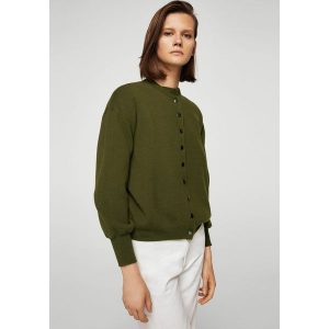 Mango - Sweter Tachan. Szare kardigany marki Mango, l, z dzianiny, z okrągłym kołnierzem. W wyprzedaży za 79,90 zł.