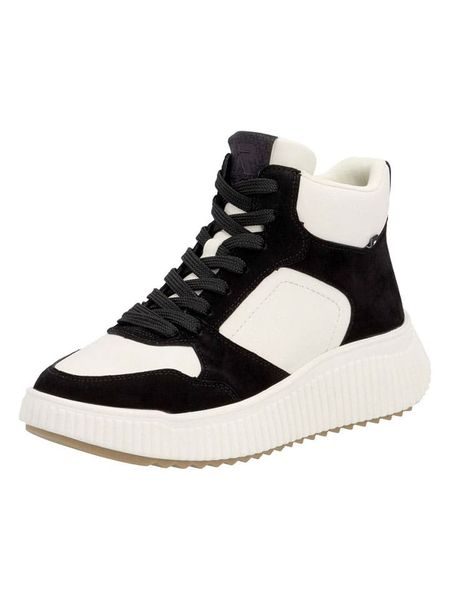 Rieker Skórzane sneakersy w kolorze czarno-białym rozmiar: 42. Białe trampki Rieker, bez wzorów, za kostkę, bez zapięcia. Za 201,55 zł.