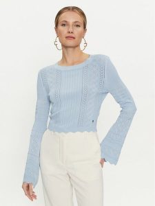 Guess Sweter Adaline W4GR08 Z2U00 Błękitny Regular Fit. Niebieskie swetry klasyczne Guess, m, z wiskozy, bez kołnierzyka. Za 199,99 zł.
