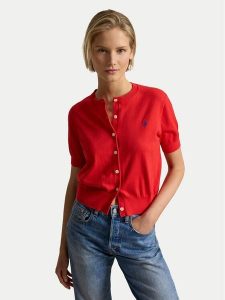 Polo Ralph Lauren Kardigan 211A12718002 Czerwony Regular Fit. Czerwone kardigany Polo Ralph Lauren, z bawełny. Za 565,99 zł.