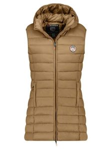 Geographical Norway Kamizelka pikowana "Vatikabadge" w kolorze jasnobrązowym rozmiar: XL. Brązowe kamizelki Geographical Norway, xl, bez wzorów, bez kołnierzyka, bez ramiączek, bez kaptura. Za 140,95 zł.