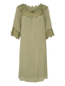 Cream Sukienka w kolorze khaki rozmiar: 38. Brązowe sukienki Cream, na co dzień, bez wzorów, z koronki, bez kołnierzyka, bez ramiączek, midi, proste. Za 114,17 zł.
