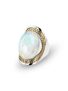 Nomad Pozłacany pierścionek z kamieniem księżycowym rozmiar: 52. Białe pierścionki Nomad, z kamieniem księżycowym, pozłacane. Za 347,99 zł.