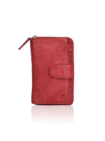 Bellicci Skórzany portfel "Collins" w kolorze czerwonym - 9 x 17 x 3 cm rozmiar: onesize. Czerwone portfele Bellicci, bez wzorów, z materiału. Za 144,24 zł.