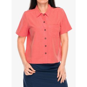 Koszula turystyczna damska Royal Robbins Desert Pucker S/S. Czerwone koszule ROYAL ROBBINS, s, bez wzorów, bez kołnierzyka, bez ramiączek. Za 235,99 zł.