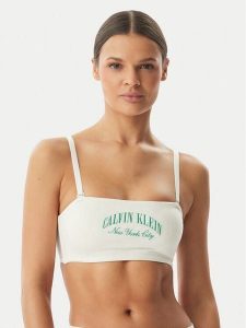 Calvin Klein Underwear Biustonosz top LV00QF8710 Kremowy. Białe biustonosze Calvin Klein Underwear, bez wzorów, z bawełny. Za 189,99 zł.