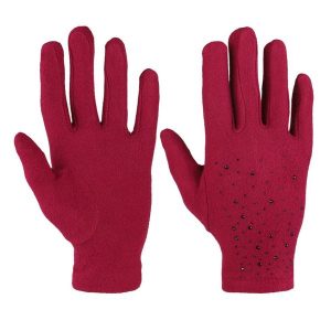 Bordowe Eleganckie Rękawiczki Damskie Moraj. Czerwone rękawiczki Moraj, bez wzorów, z materiału. Za 34,99 zł.