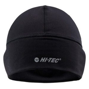 Czapka Do Biegania Jannu Unisex Dla Dorosłych. Czarne czapki Hi-tec, bez wzorów, z elastanu. Za 57,99 zł.