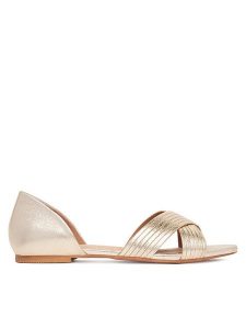 Clara Barson Baleriny WS24038-03 Złoty. Żółte balerinki Clara Barson, bez wzorów, ze skóry, bez obcasa, bez zapięcia. Za 99,99 zł.