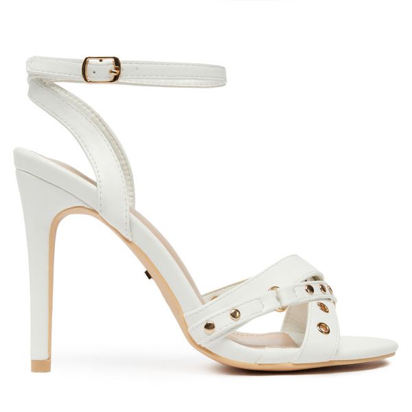 Sandały DeeZee. Białe sandały DeeZee, bez wzorów, bez obcasa, na szpilce, bez zapięcia. Za 139,99 zł.