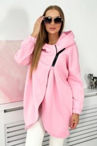 Bluza z krótkim suwakiem pudrowy róż. Czerwone bluzy KESI, l, bez wzorów, z bawełny, bez kaptura. Za 355,46 zł.