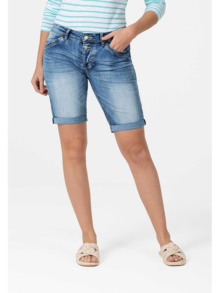 Timezone Bermudy dżinsowe "Nali" w kolorze niebieskim rozmiar: W27. Niebieskie szorty Timezone, z aplikacjami, klasyczne. Za 96,14 zł.